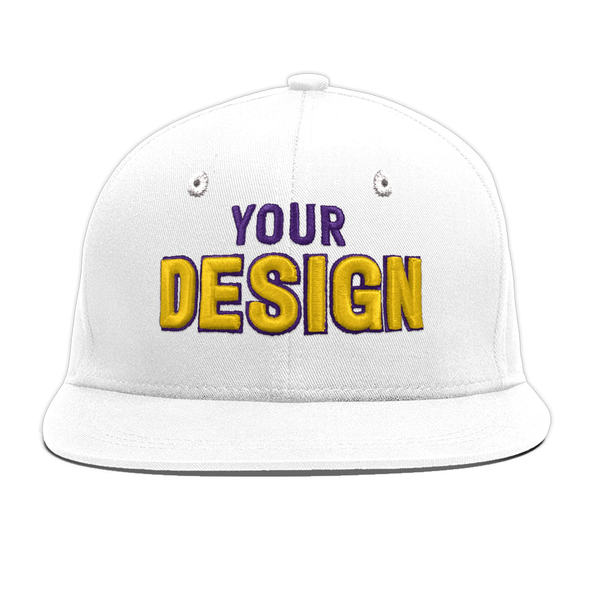 Custom White 3D Puff Embroidery Flat Embroidery Casual Sport Baseball Cap