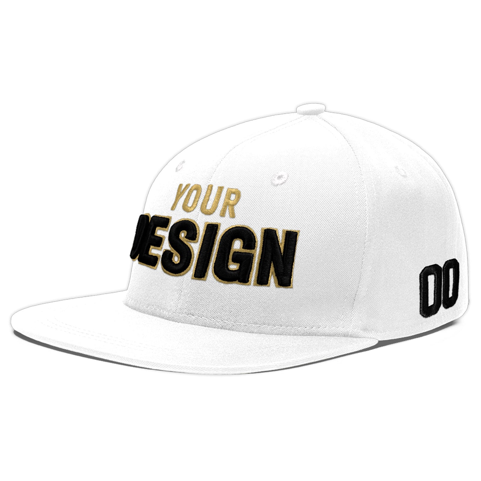 Custom White 3D Puff Embroidery Flat Embroidery Casual Sport Baseball Cap