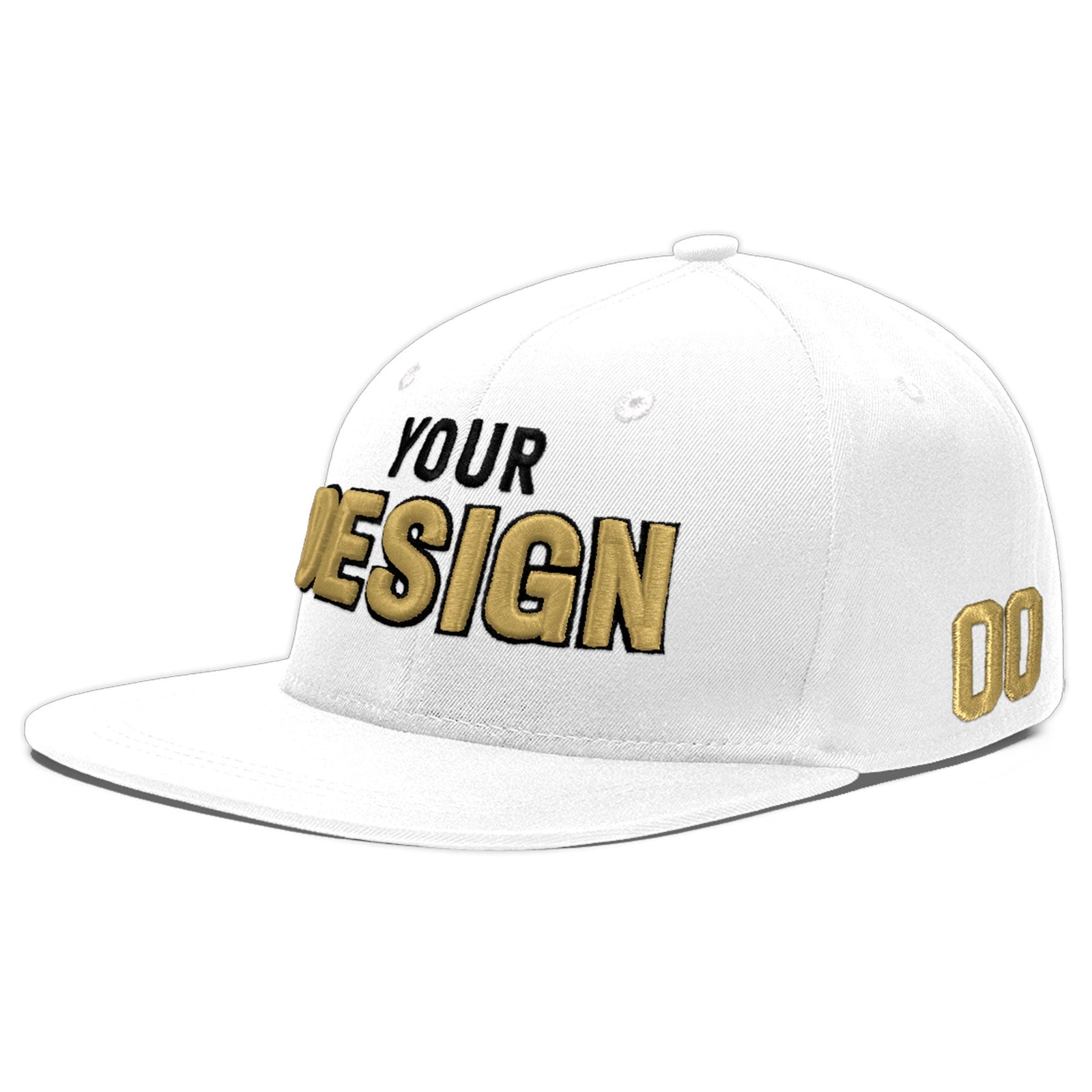 Custom White 3D Puff Embroidery Flat Embroidery Casual Sport Baseball Cap