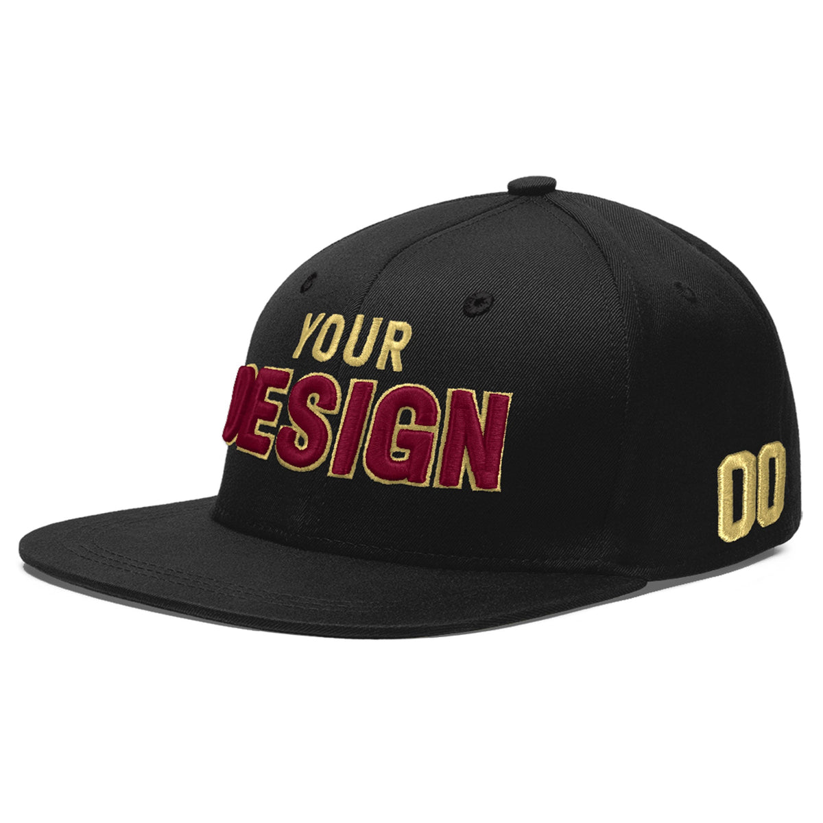 Custom Black 3D Puff Embroidery Flat Embroidery Casual Sport Baseball Cap