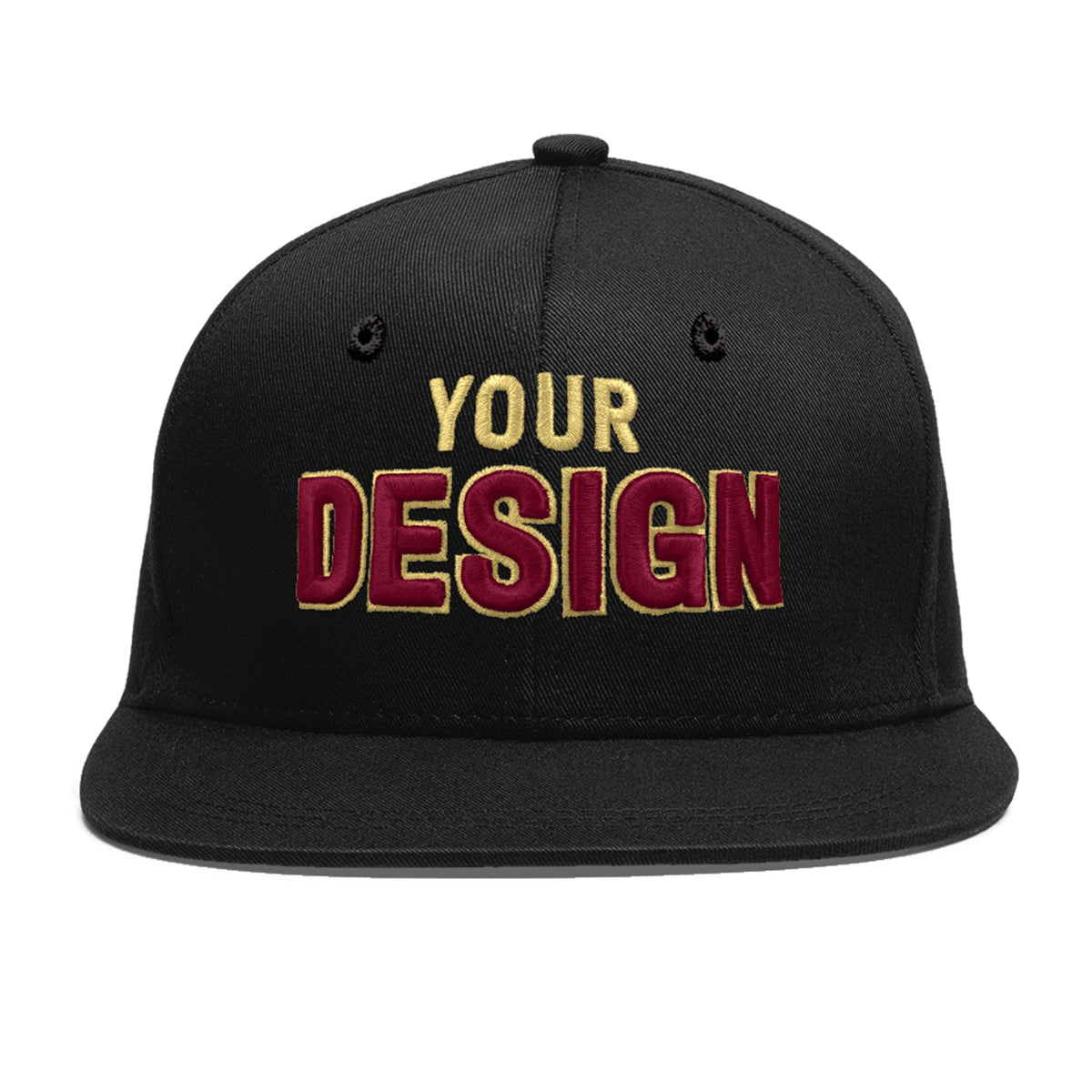 Custom Black 3D Puff Embroidery Flat Embroidery Casual Sport Baseball Cap