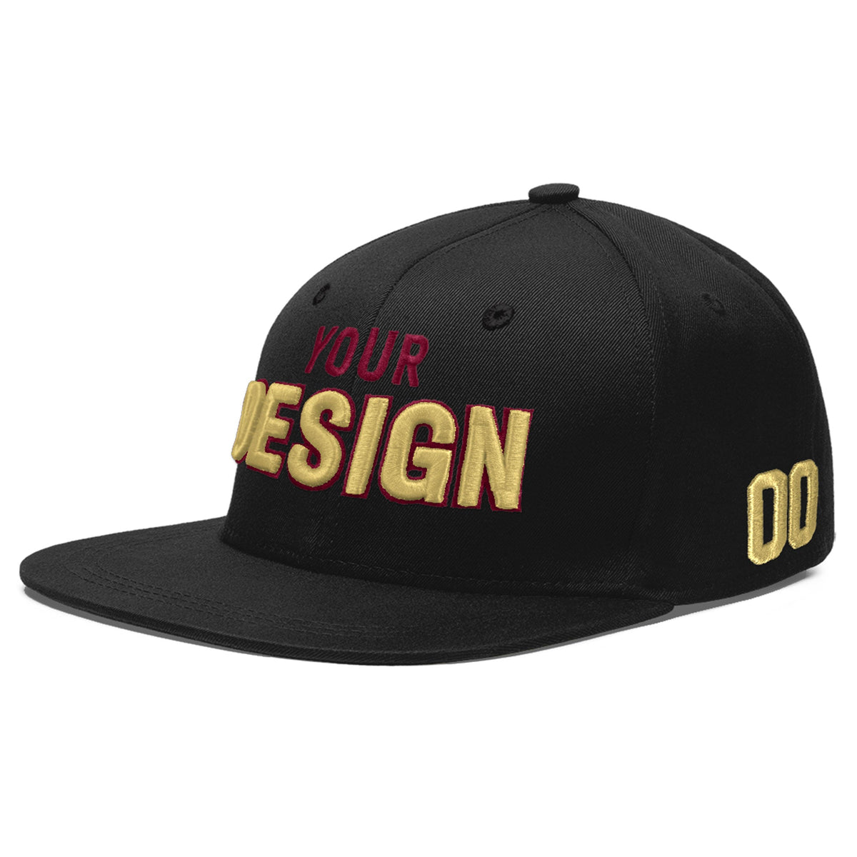 Custom Black 3D Puff Embroidery Flat Embroidery Casual Sport Baseball Cap