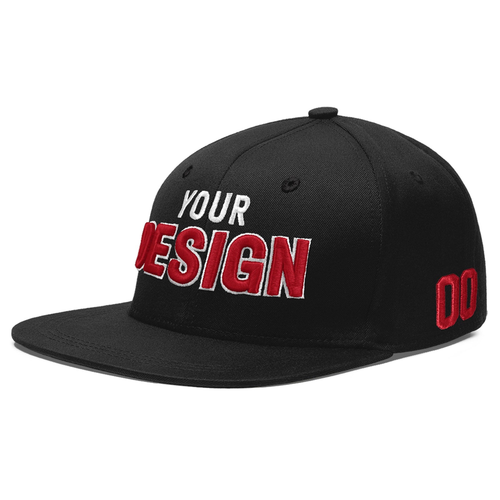 Custom Black 3D Puff Embroidery Flat Embroidery Casual Sport Baseball Cap