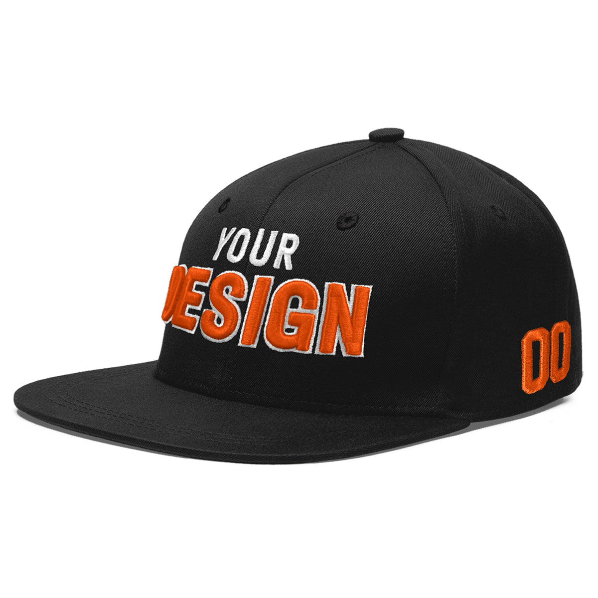 Custom Black 3D Puff Embroidery Flat Embroidery Casual Sport Baseball Cap