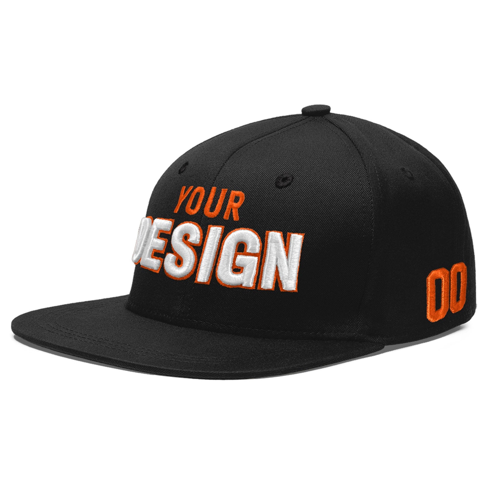 Custom Black 3D Puff Embroidery Flat Embroidery Casual Sport Baseball Cap