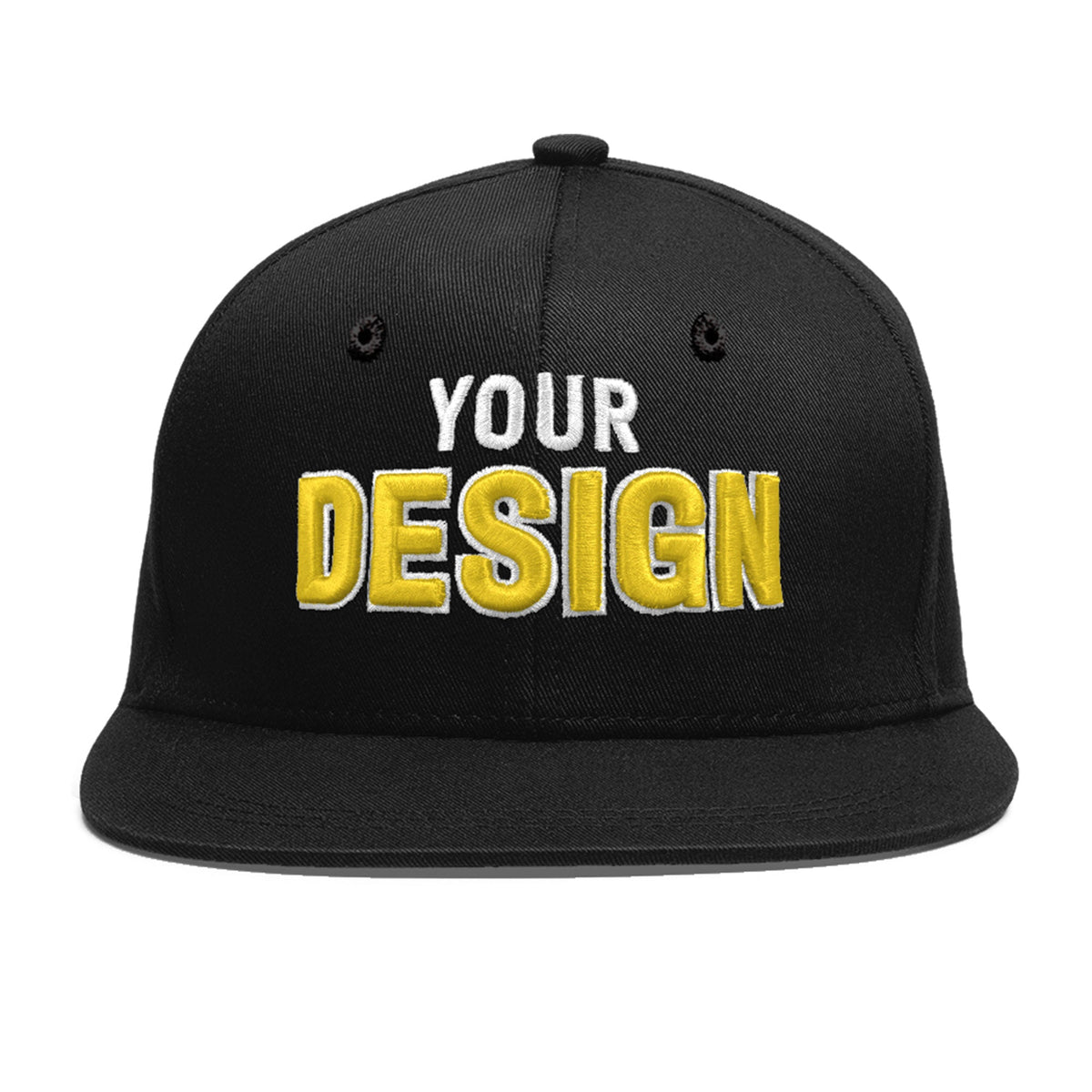 Custom Black 3D Puff Embroidery Flat Embroidery Casual Sport Baseball Cap