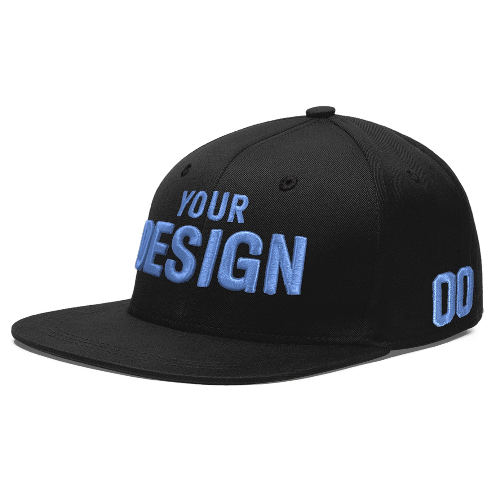 Custom Black 3D Puff Embroidery Flat Embroidery Casual Sport Baseball Cap