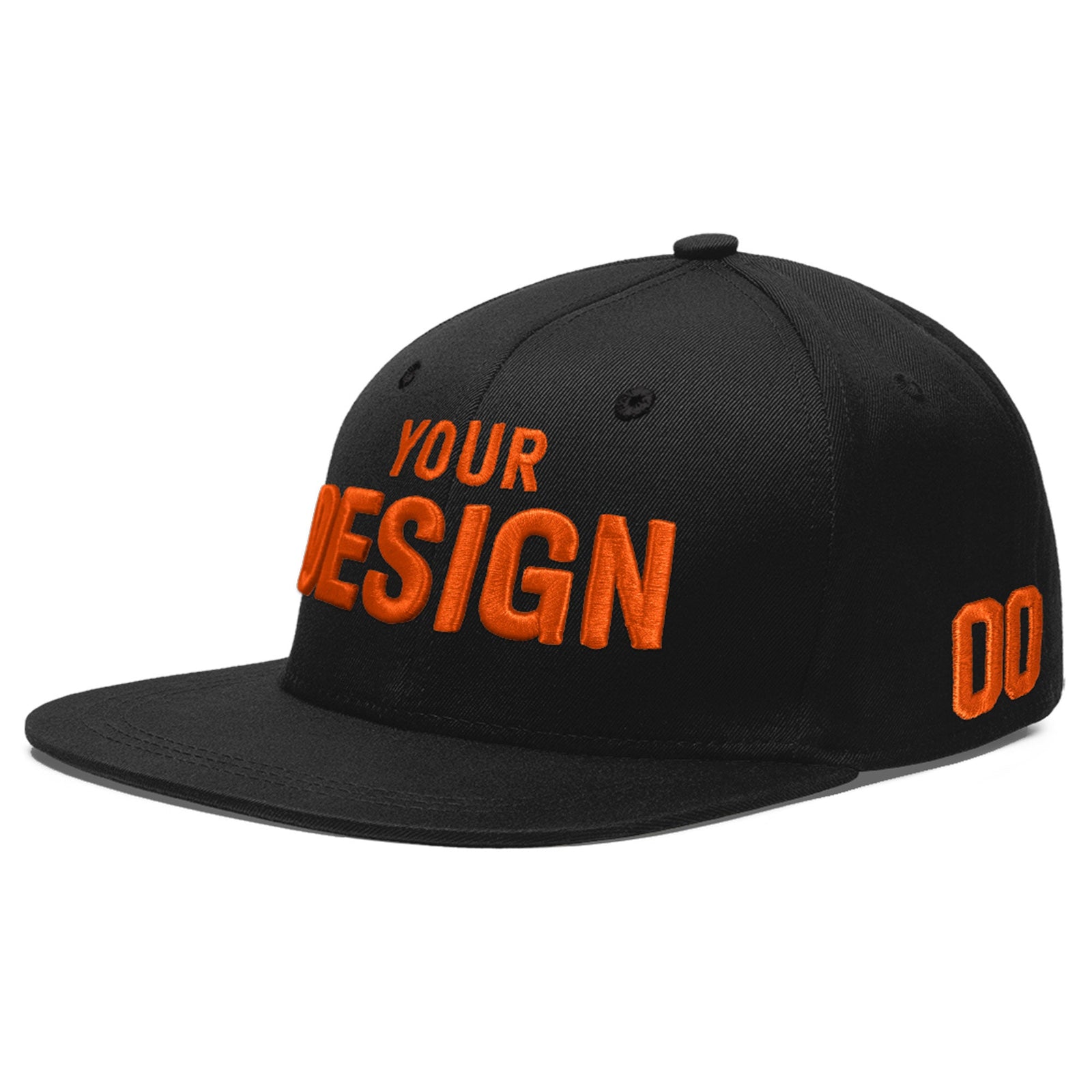Custom Black 3D Puff Embroidery Flat Embroidery Casual Sport Baseball Cap