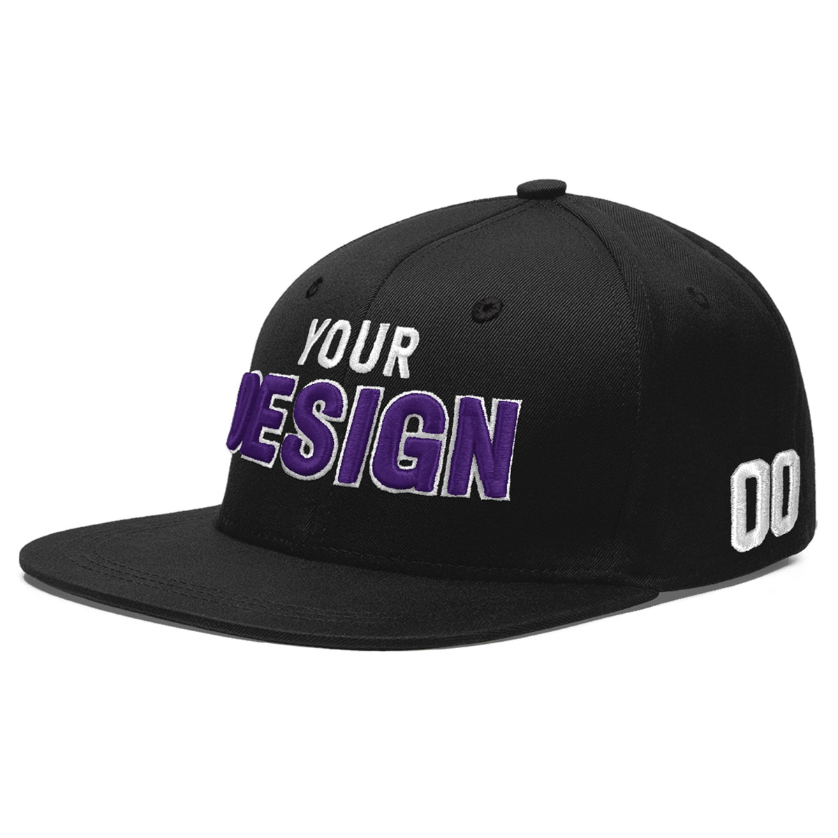 Custom Black 3D Puff Embroidery Flat Embroidery Casual Sport Baseball Cap