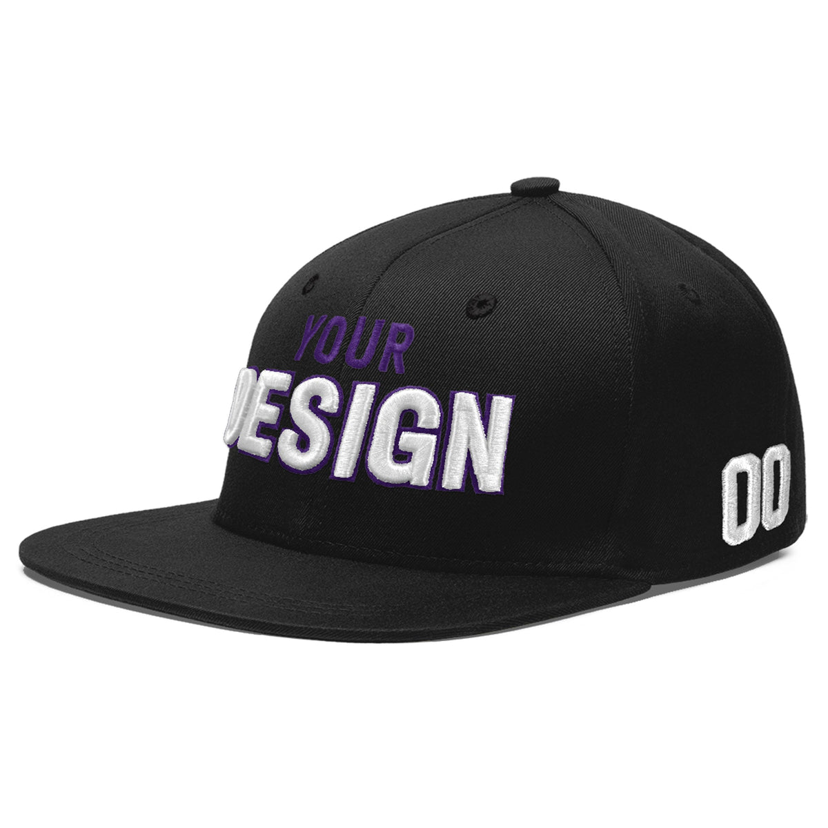 Custom Black 3D Puff Embroidery Flat Embroidery Casual Sport Baseball Cap