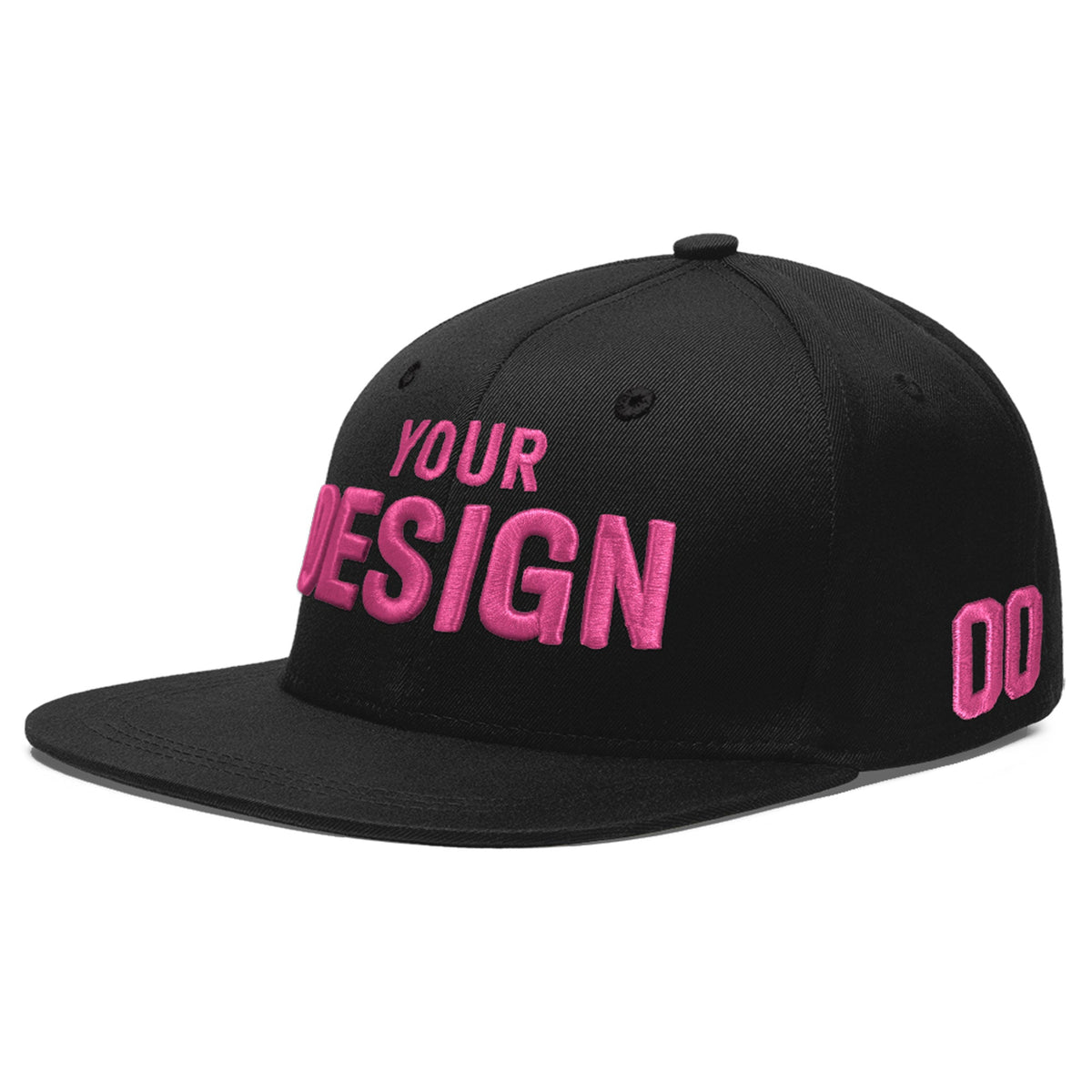 Custom Black 3D Puff Embroidery Flat Embroidery Casual Sport Baseball Cap