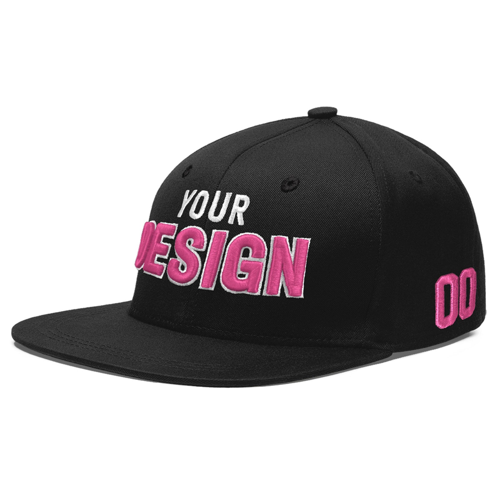 Custom Black 3D Puff Embroidery Flat Embroidery Casual Sport Baseball Cap