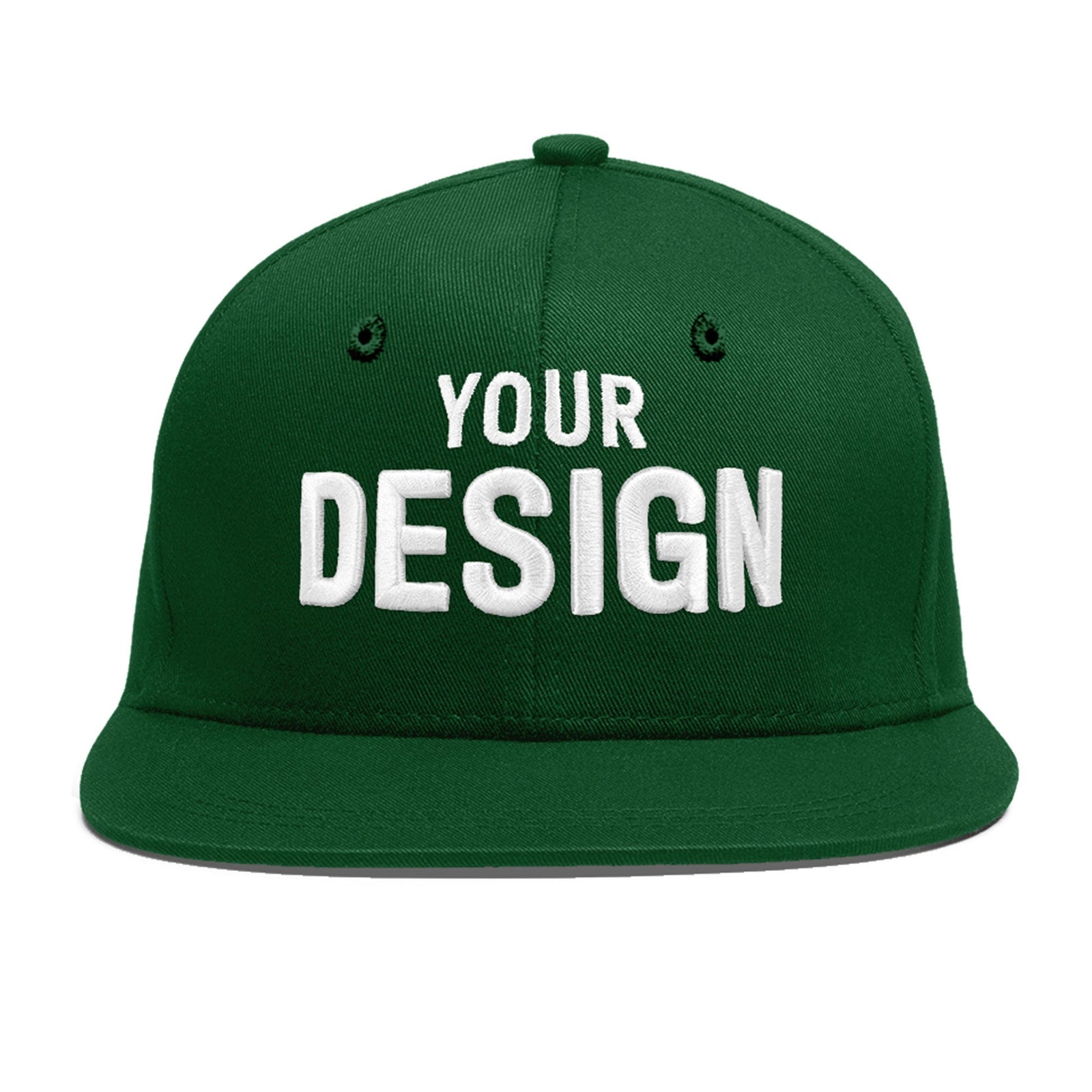Custom Green 3D Puff Embroidery Flat Embroidery Casual Sport Baseball Cap