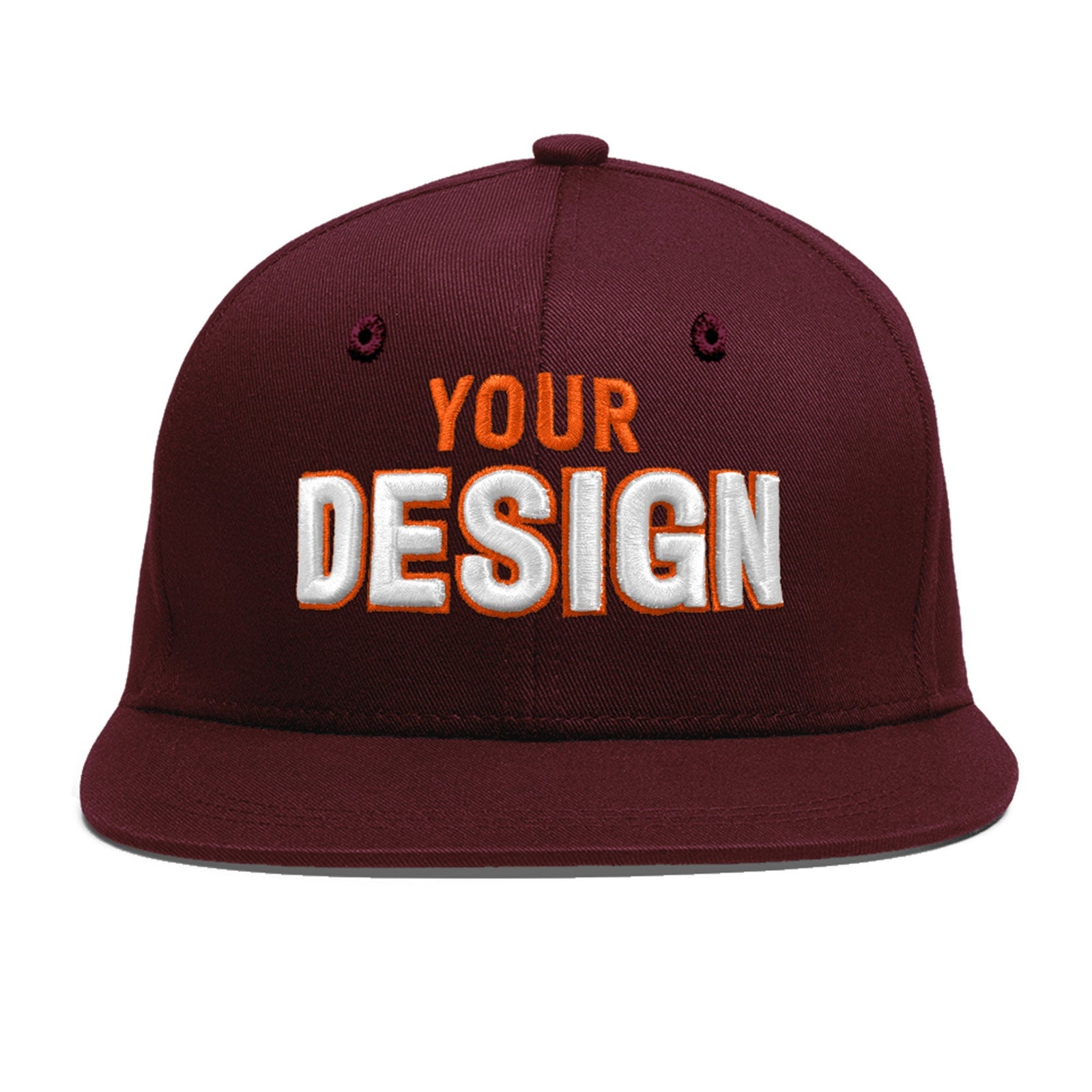 Custom Burgundy 3D Puff Embroidery Flat Embroidery Casual Sport Baseball Cap
