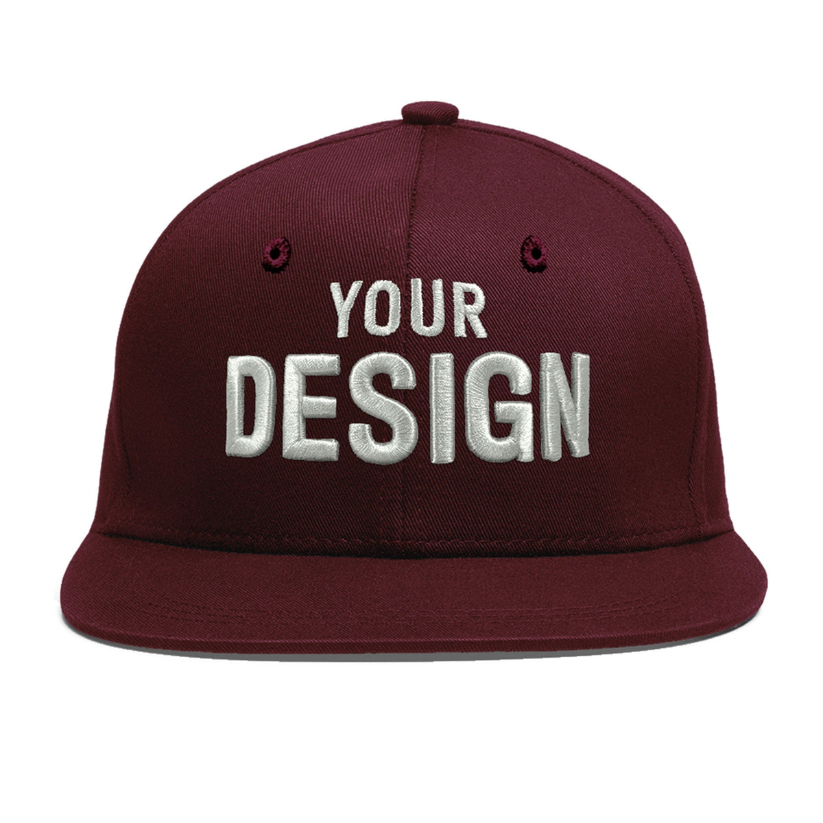 Custom Burgundy 3D Puff Embroidery Flat Embroidery Casual Sport Baseball Cap