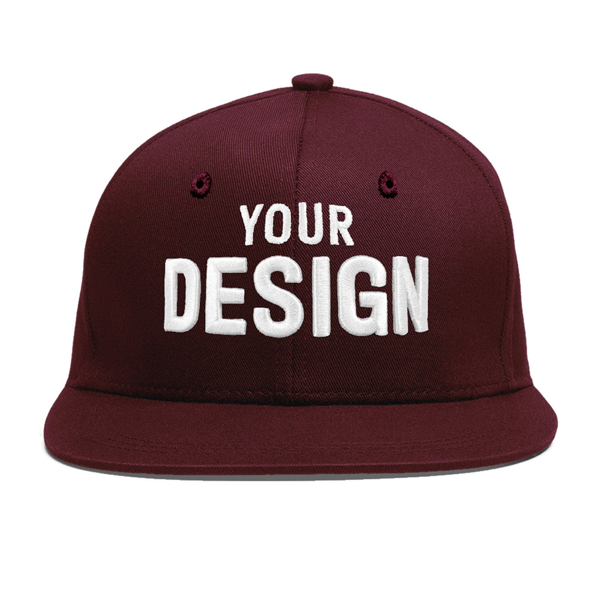 Custom Burgundy 3D Puff Embroidery Flat Embroidery Casual Sport Baseball Cap
