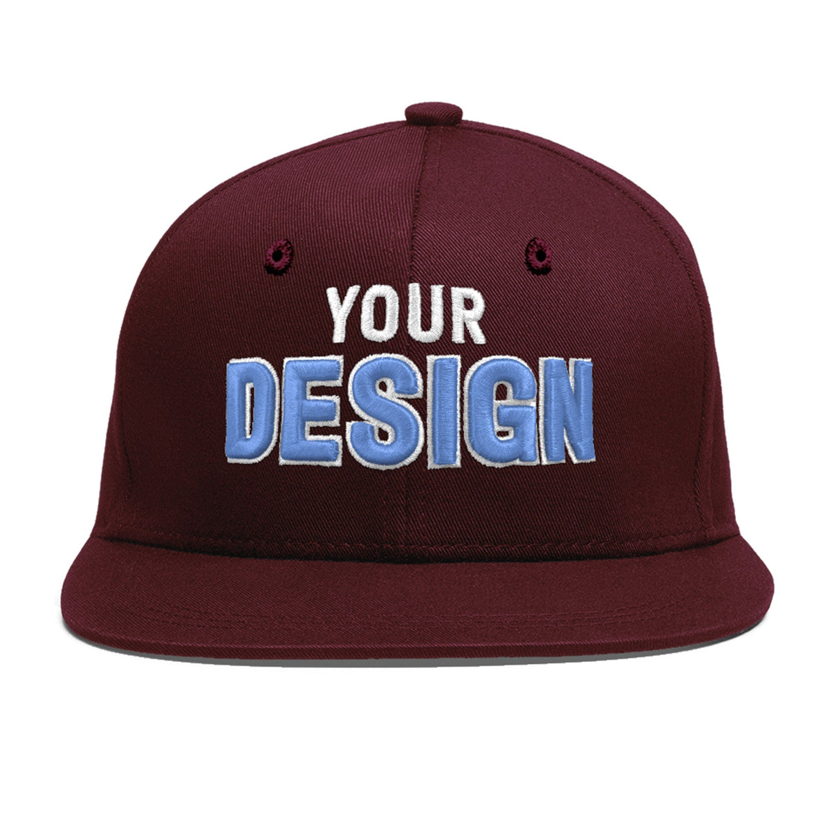 Custom Burgundy 3D Puff Embroidery Flat Embroidery Casual Sport Baseball Cap