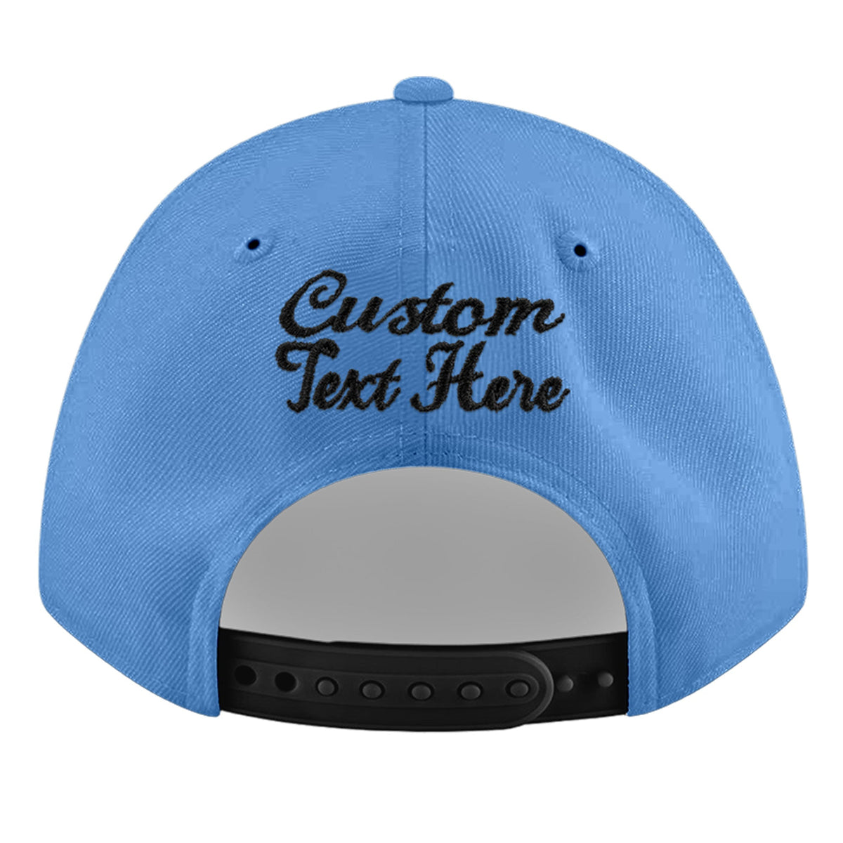 Custom Powder Blue 3D Puff Embroidery Flat Embroidery Casual Sport Baseball Cap