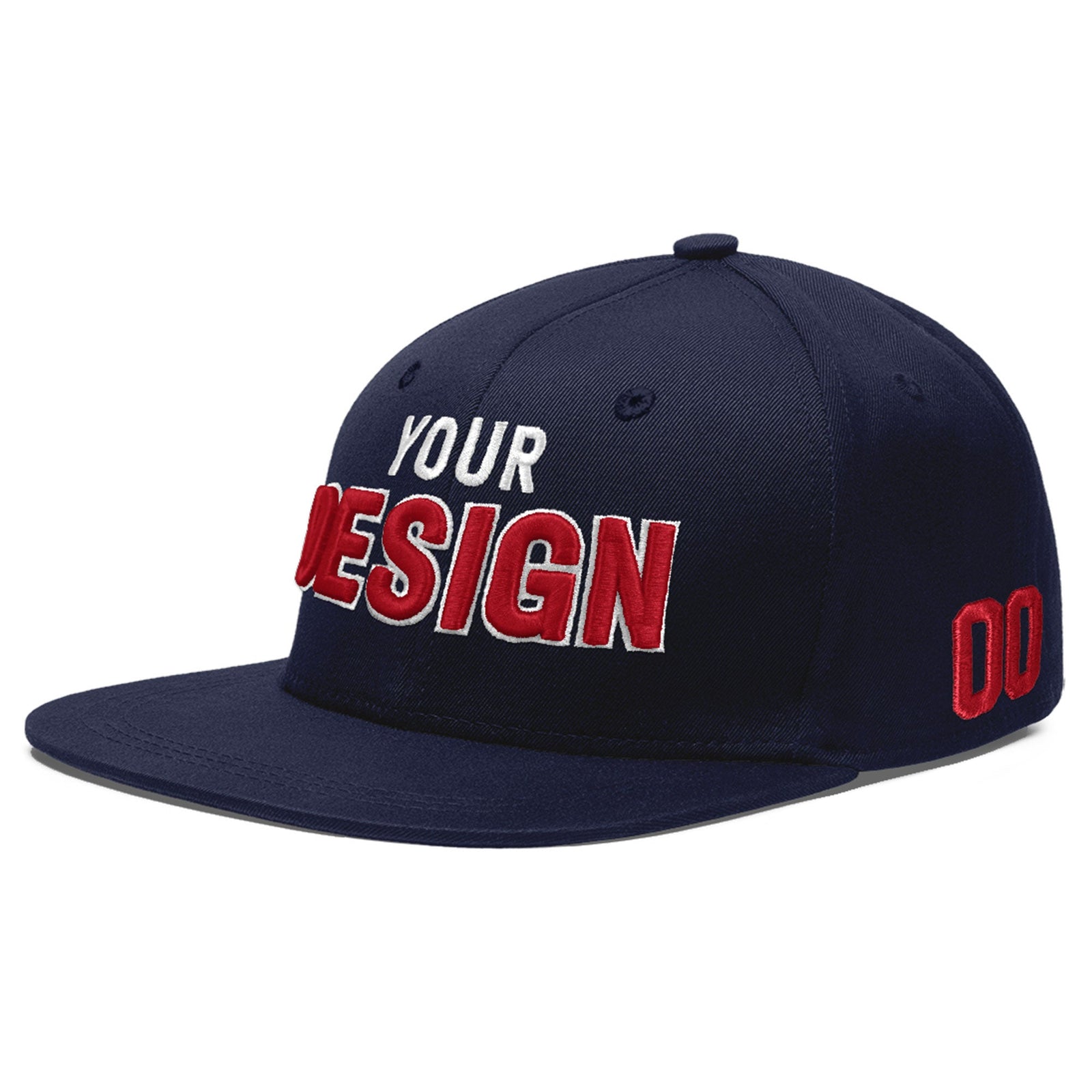 Custom Navy 3D Puff Embroidery Flat Embroidery Casual Sport Baseball Cap
