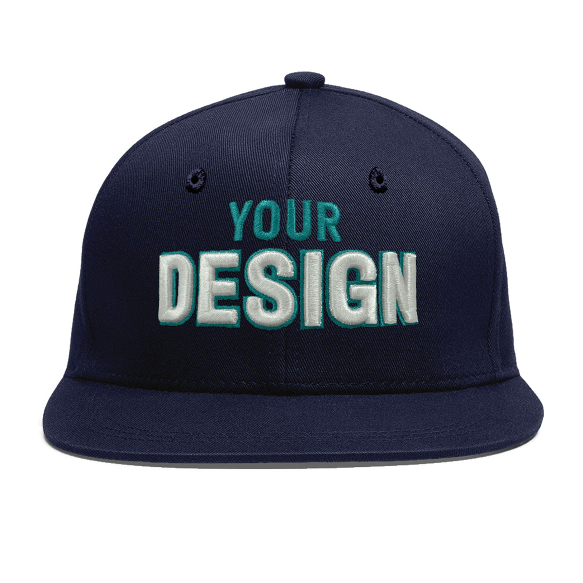 Custom Navy 3D Puff Embroidery Flat Embroidery Casual Sport Baseball Cap