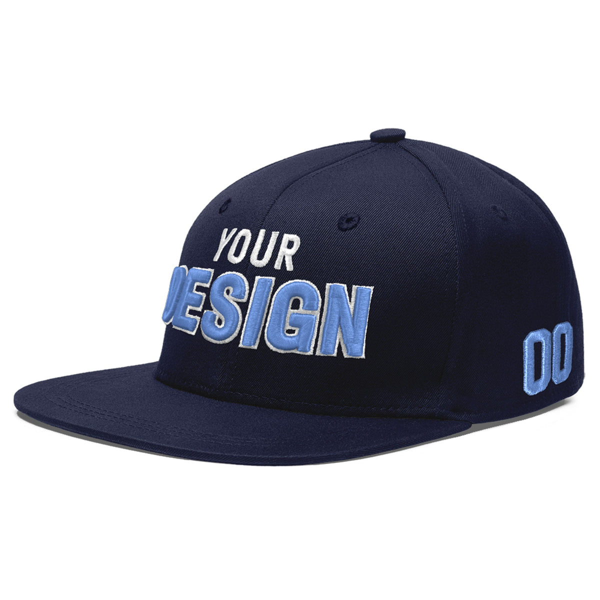 Custom Navy 3D Puff Embroidery Flat Embroidery Casual Sport Baseball Cap