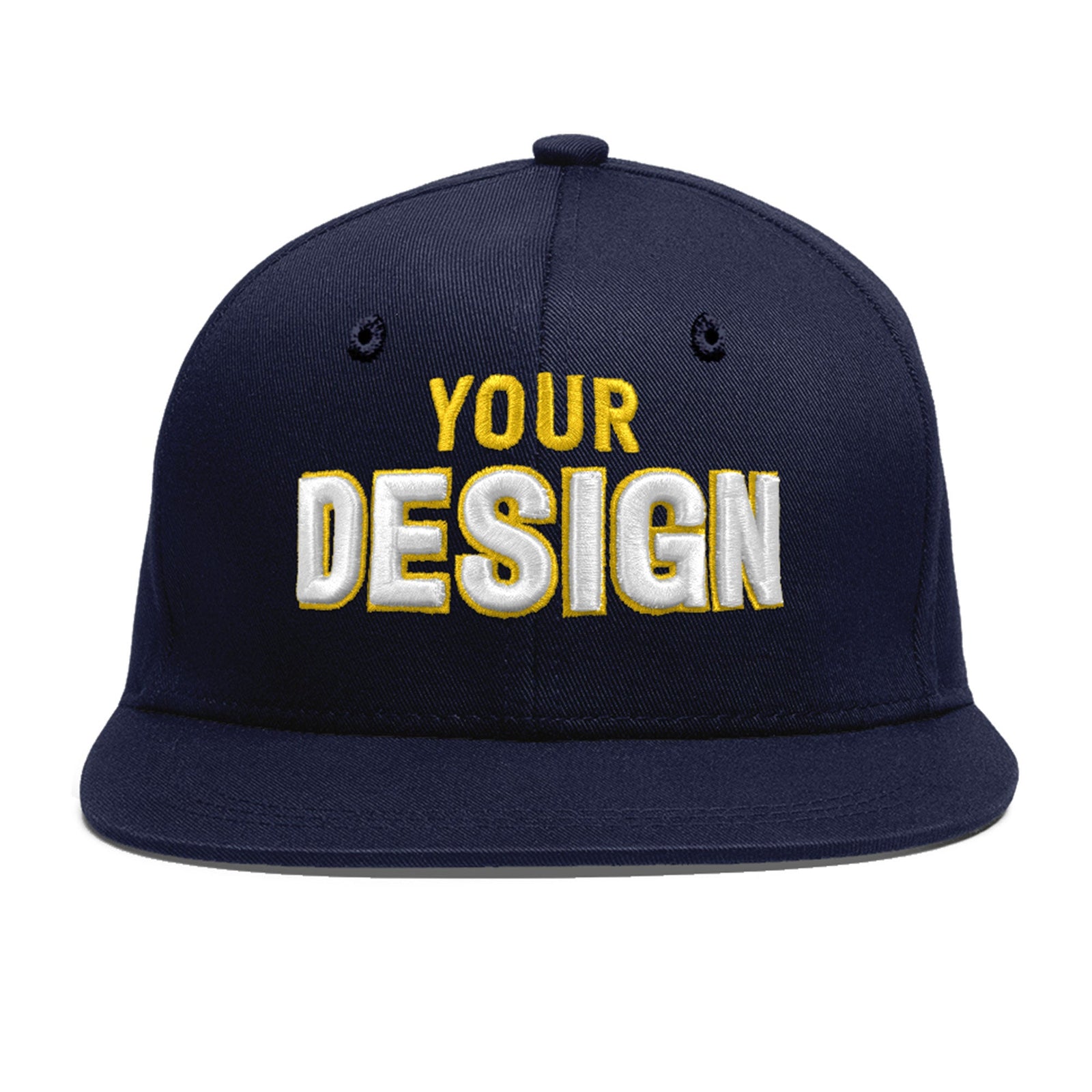 Custom Navy 3D Puff Embroidery Flat Embroidery Casual Sport Baseball Cap