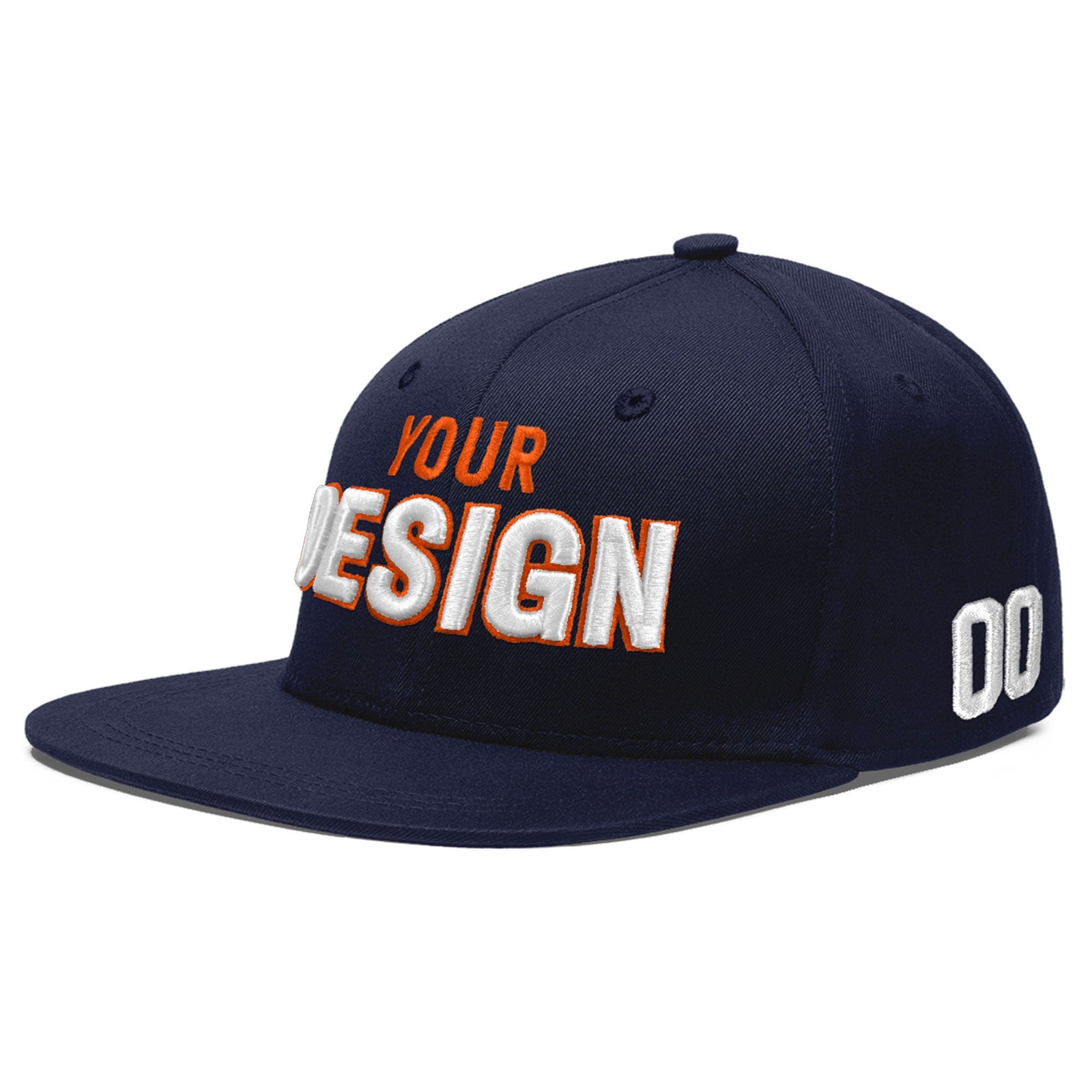 Custom Navy 3D Puff Embroidery Flat Embroidery Casual Sport Baseball Cap