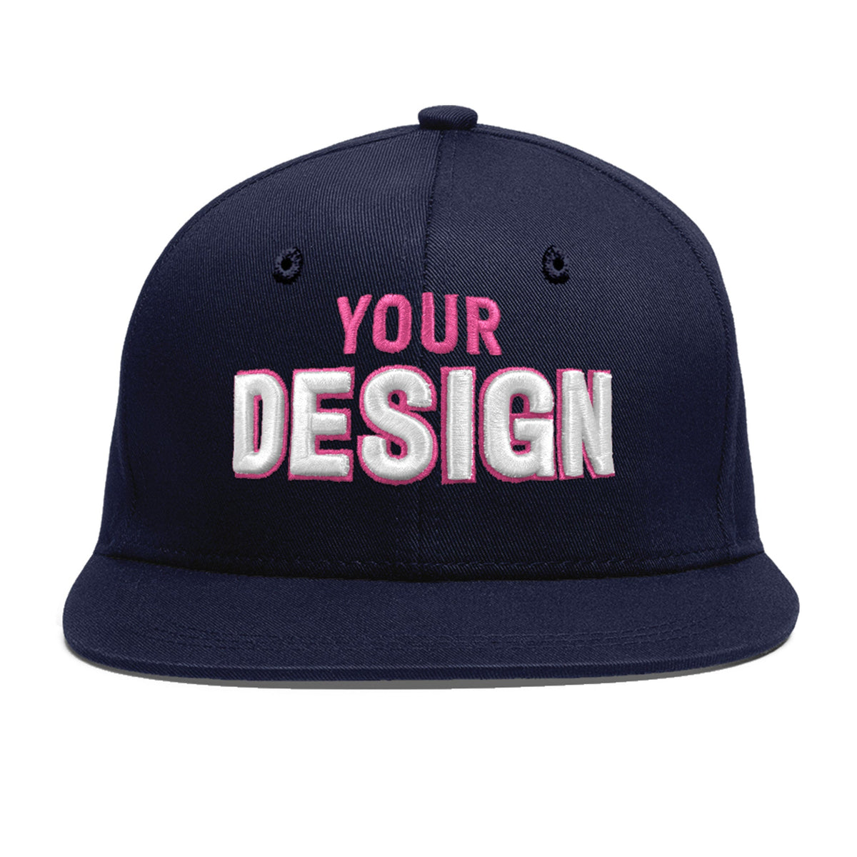Custom Navy 3D Puff Embroidery Flat Embroidery Casual Sport Baseball Cap