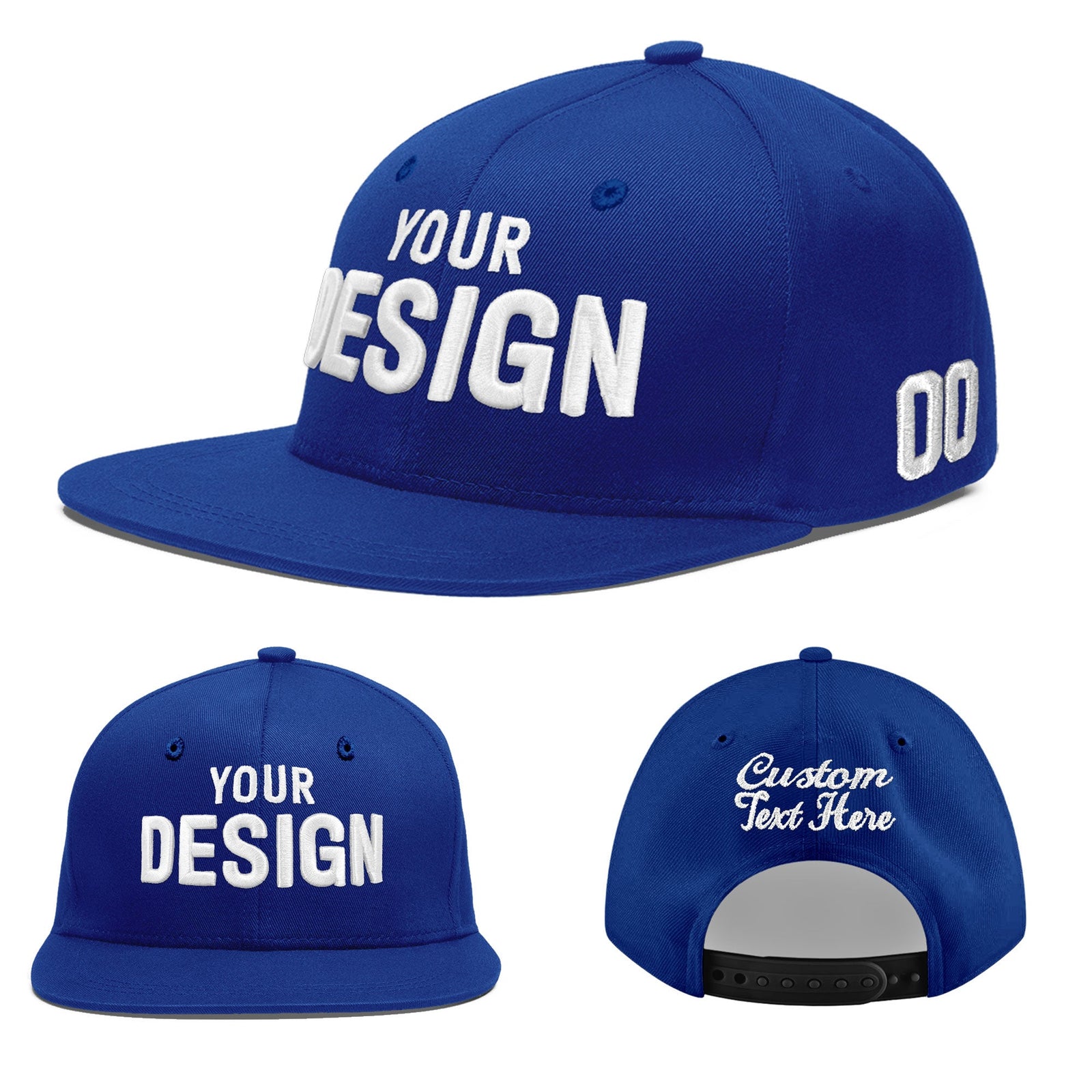 Custom Royal 3D Puff Embroidery Flat Embroidery Casual Sport Baseball Cap