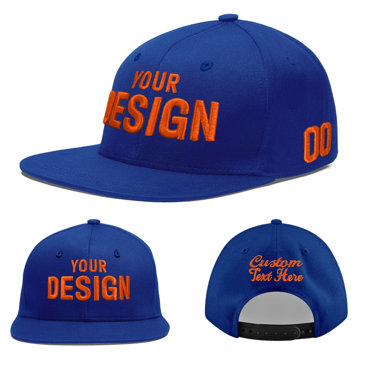 Custom Royal 3D Puff Embroidery Flat Embroidery Casual Sport Baseball Cap