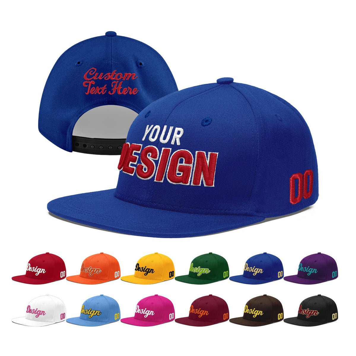 Custom Royal 3D Puff Embroidery Flat Embroidery Casual Sport Baseball Cap