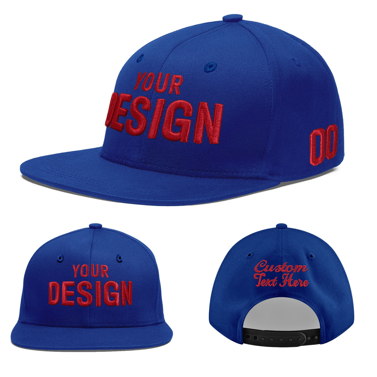 Custom Royal 3D Puff Embroidery Flat Embroidery Casual Sport Baseball Cap