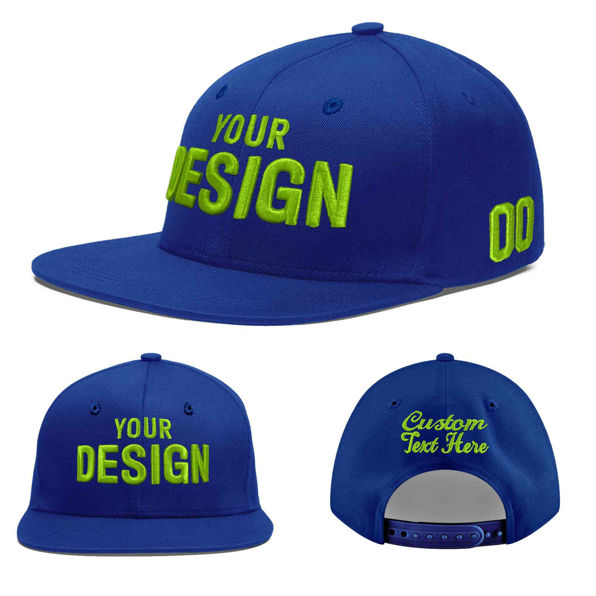 Custom Royal 3D Puff Embroidery Flat Embroidery Casual Sport Baseball Cap