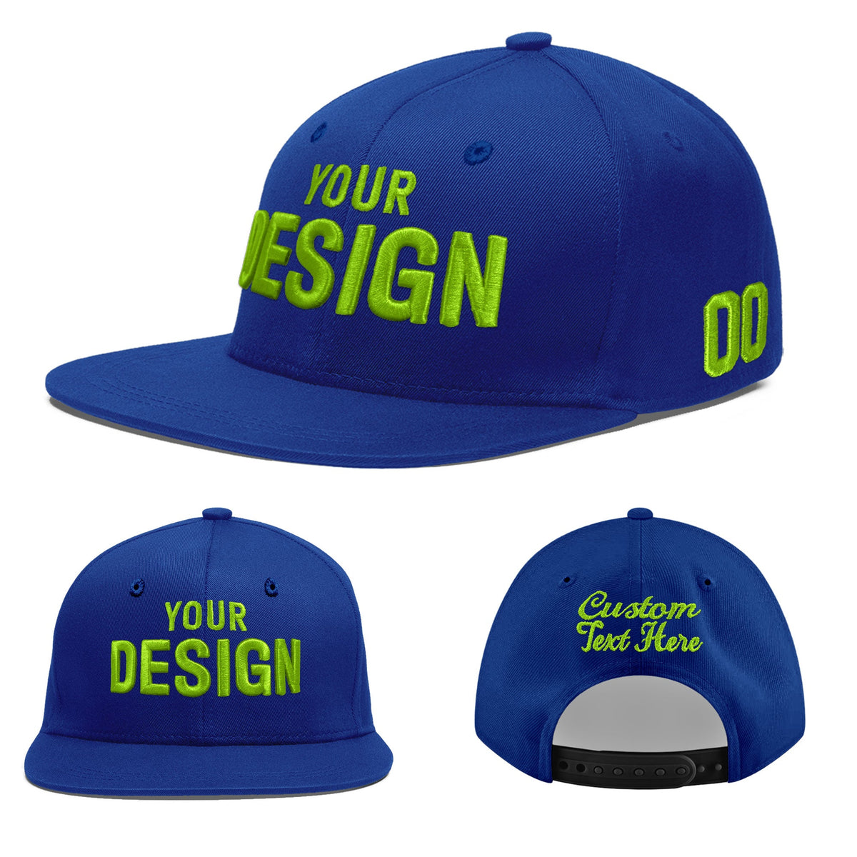 Custom Royal 3D Puff Embroidery Flat Embroidery Casual Sport Baseball Cap