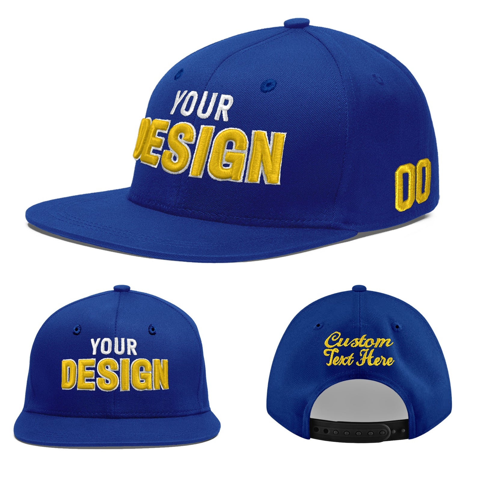 Custom Royal 3D Puff Embroidery Flat Embroidery Casual Sport Baseball Cap