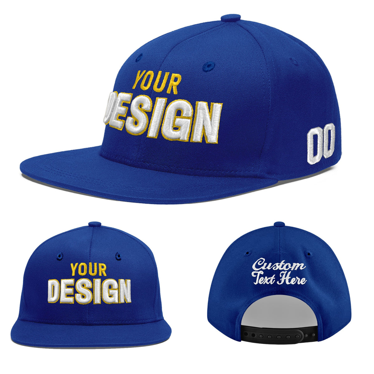 Custom Royal 3D Puff Embroidery Flat Embroidery Casual Sport Baseball Cap