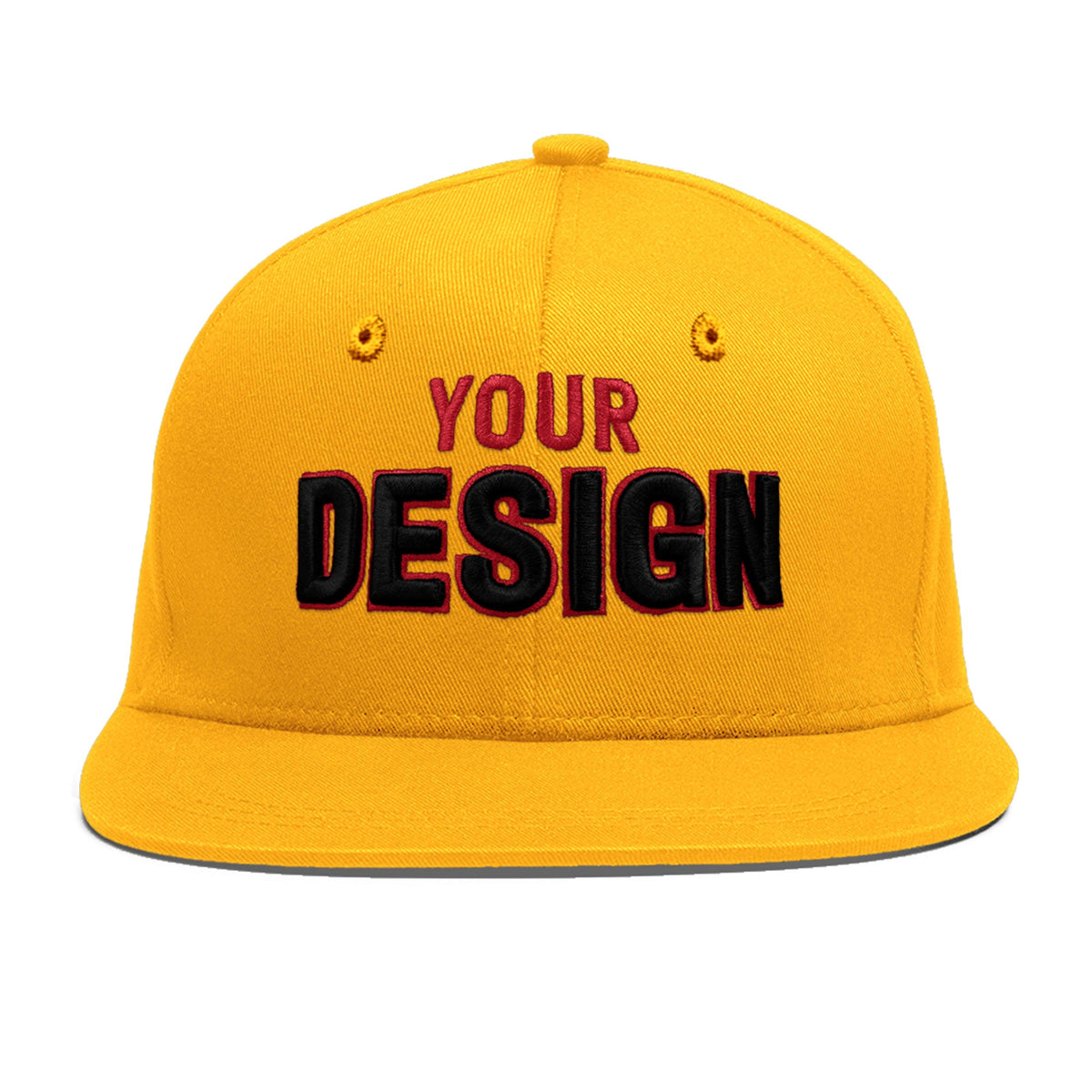 Custom Yellow 3D Puff Embroidery Flat Embroidery Casual Sport Baseball Cap