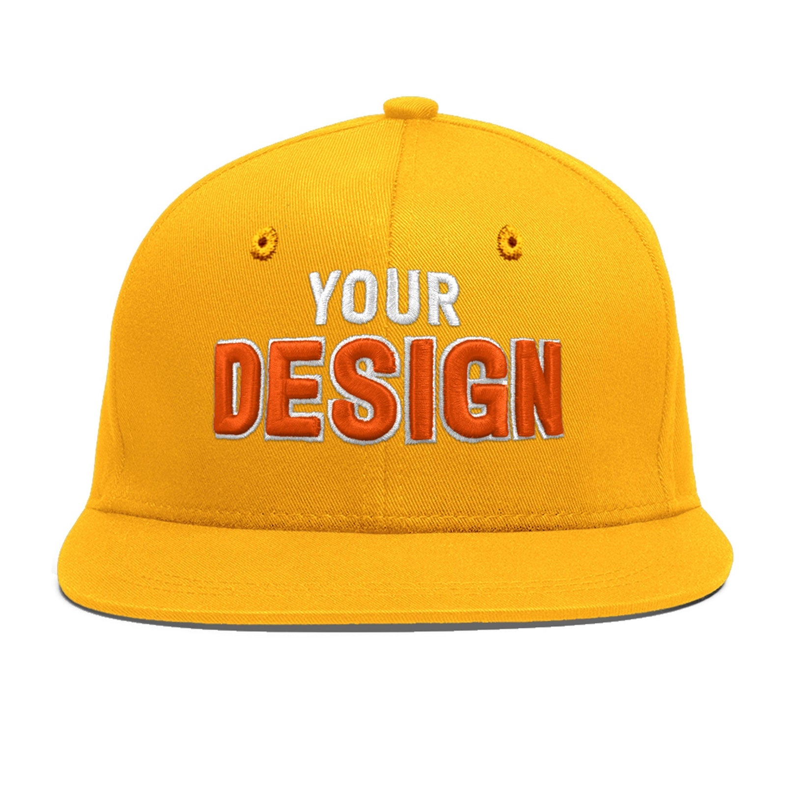 Custom Yellow 3D Puff Embroidery Flat Embroidery Casual Sport Baseball Cap