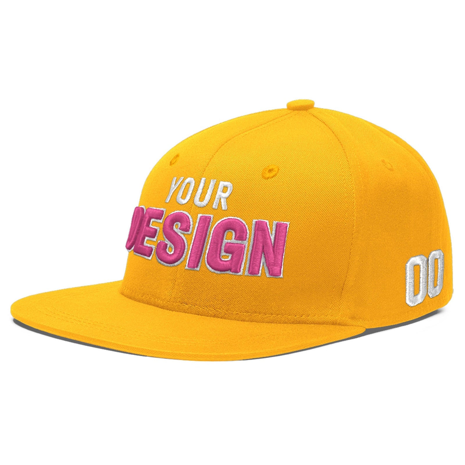 Custom Yellow 3D Puff Embroidery Flat Embroidery Casual Sport Baseball Cap