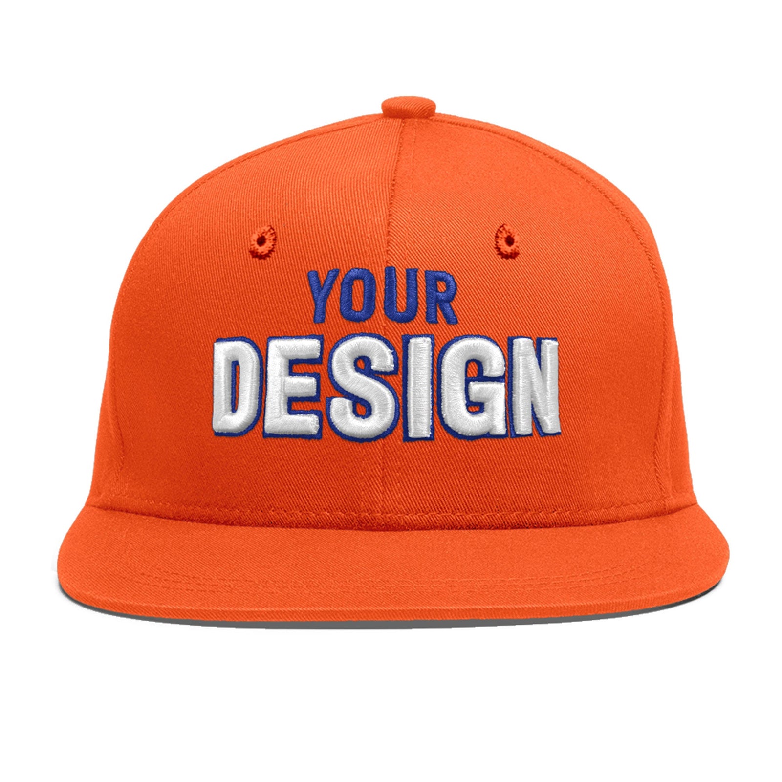 Custom Orange 3D Puff Embroidery Flat Embroidery Casual Sport Baseball Cap