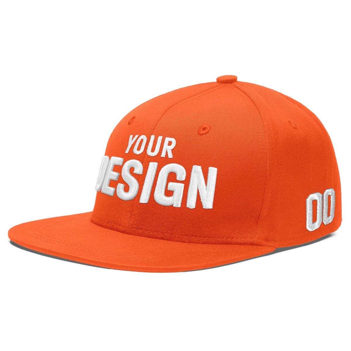 Custom Orange 3D Puff Embroidery Flat Embroidery Casual Sport Baseball Cap