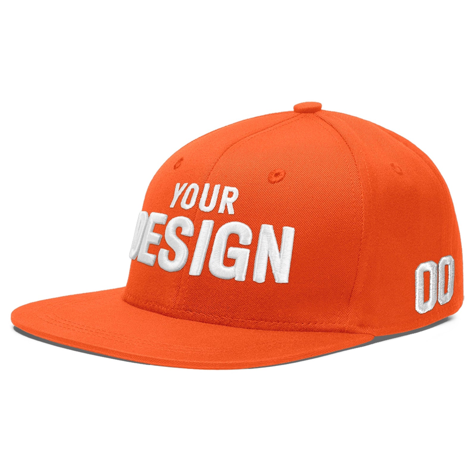 Custom Orange 3D Puff Embroidery Flat Embroidery Casual Sport Baseball Cap