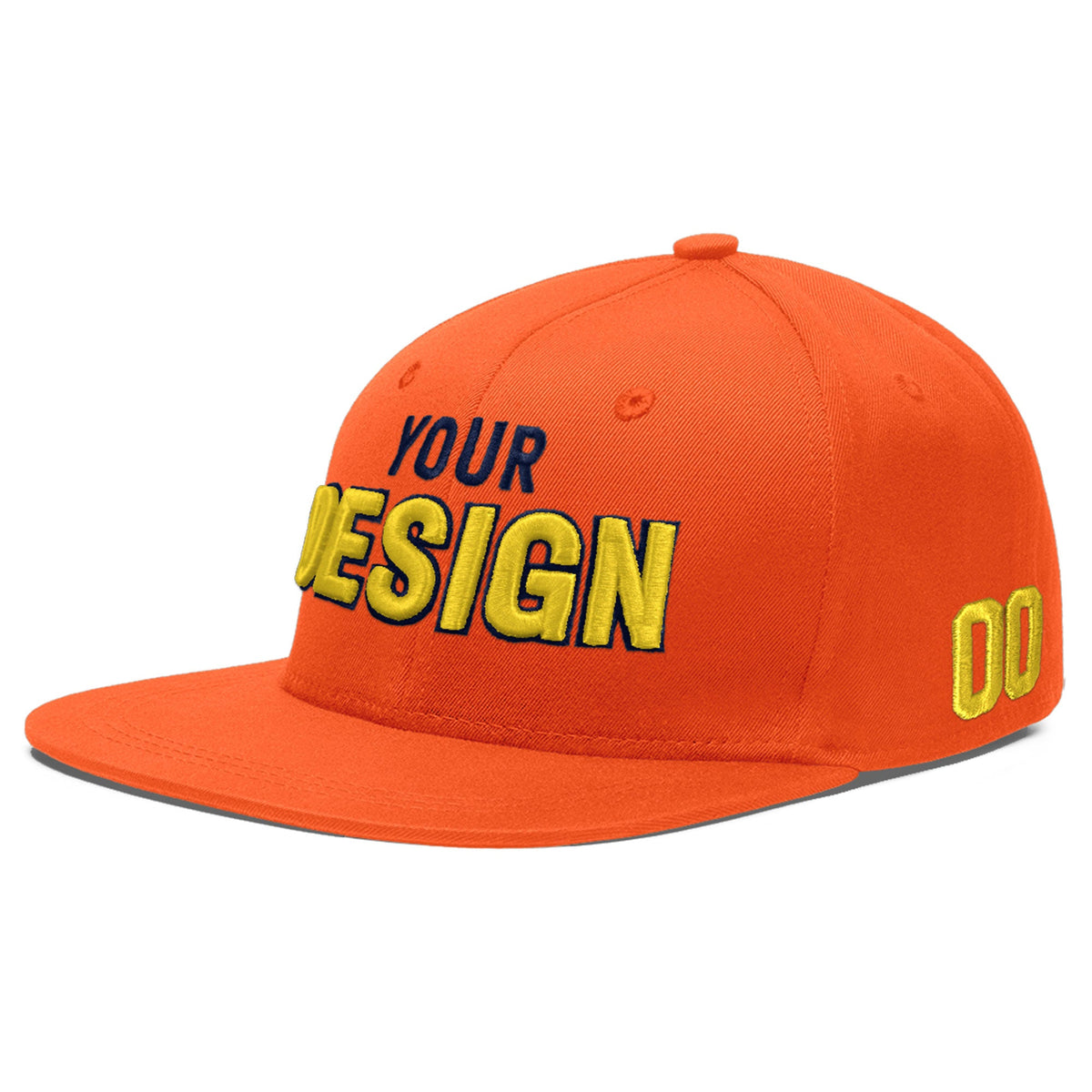 Custom Orange 3D Puff Embroidery Flat Embroidery Casual Sport Baseball Cap