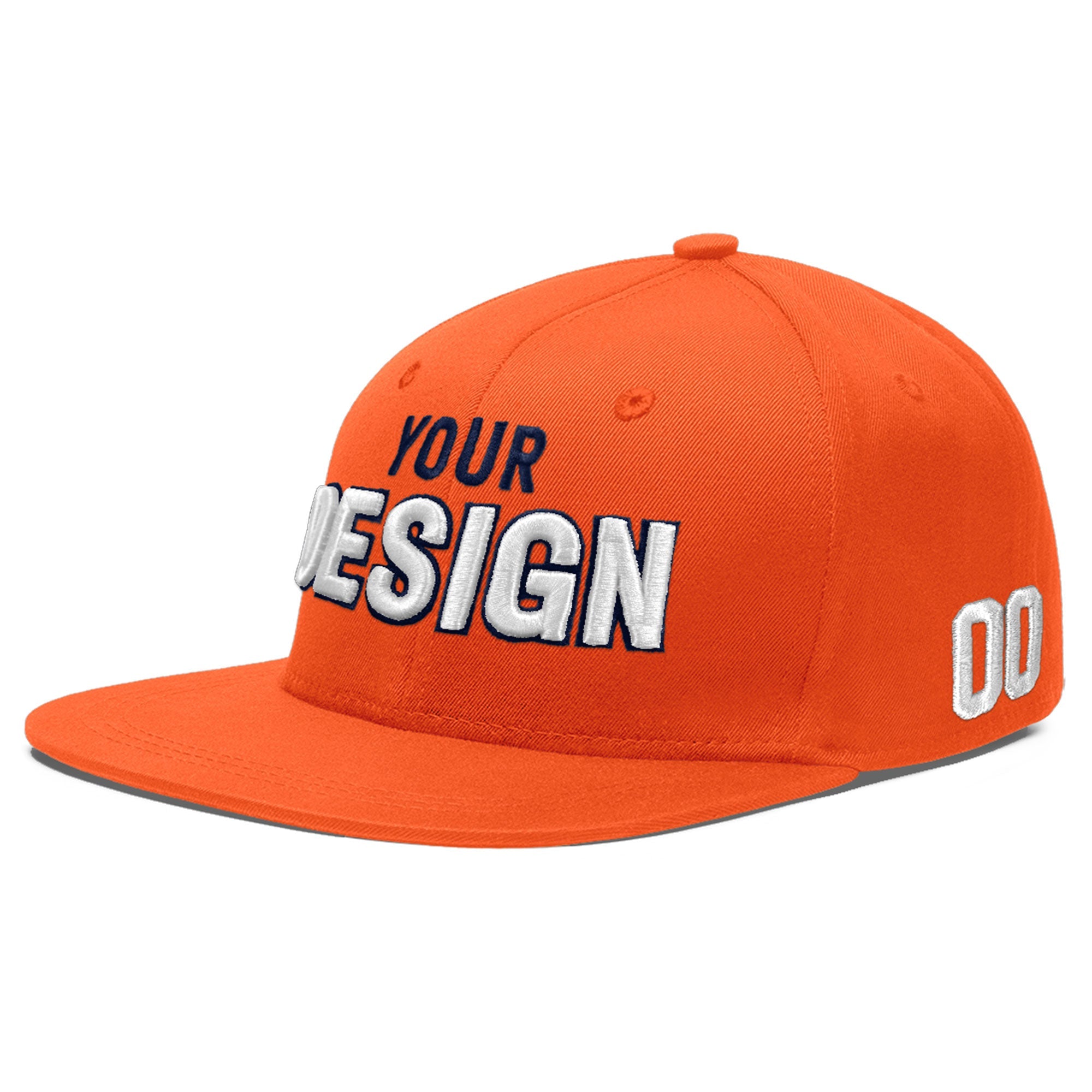 Custom Orange 3D Puff Embroidery Flat Embroidery Casual Sport Baseball Cap