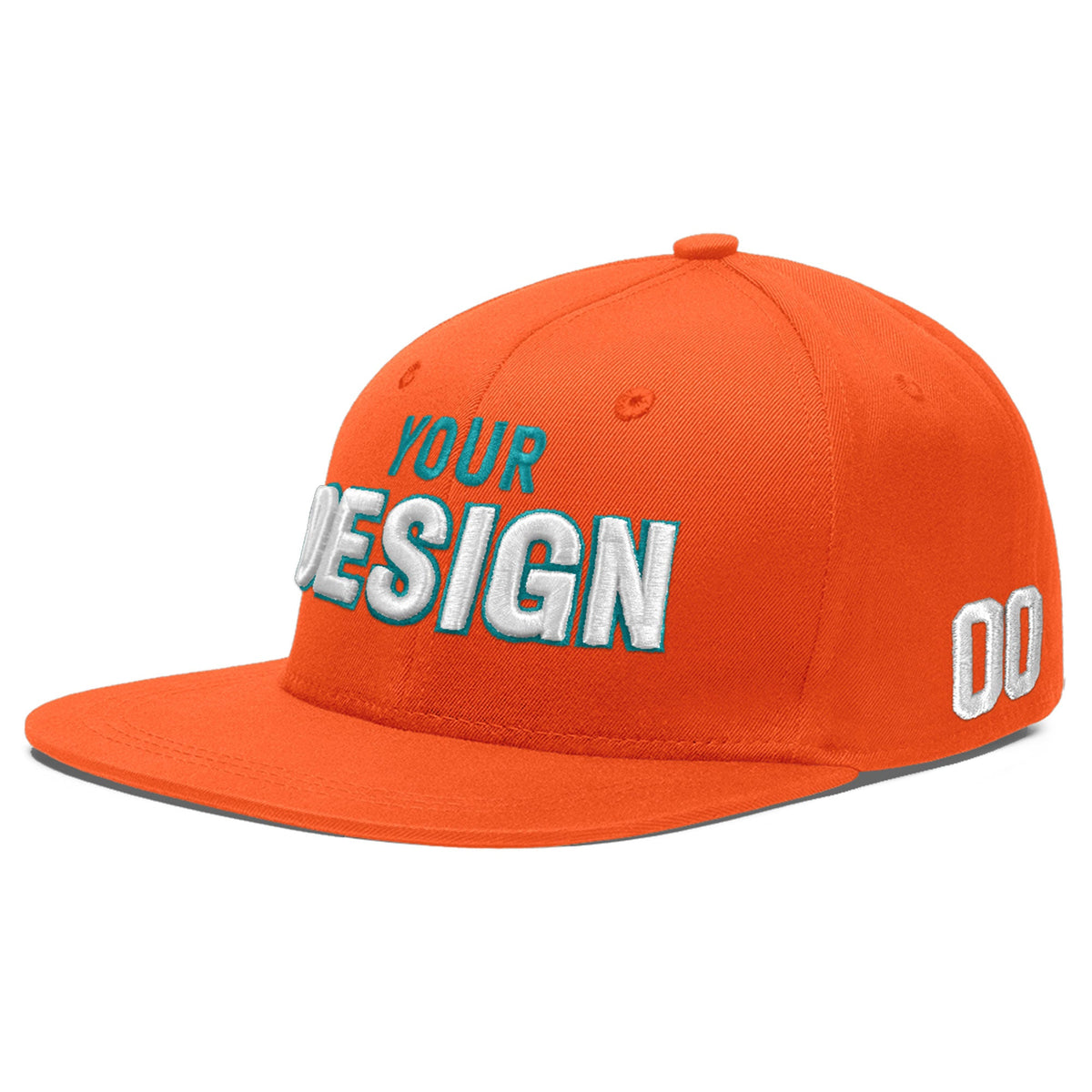 Custom Orange 3D Puff Embroidery Flat Embroidery Casual Sport Baseball Cap