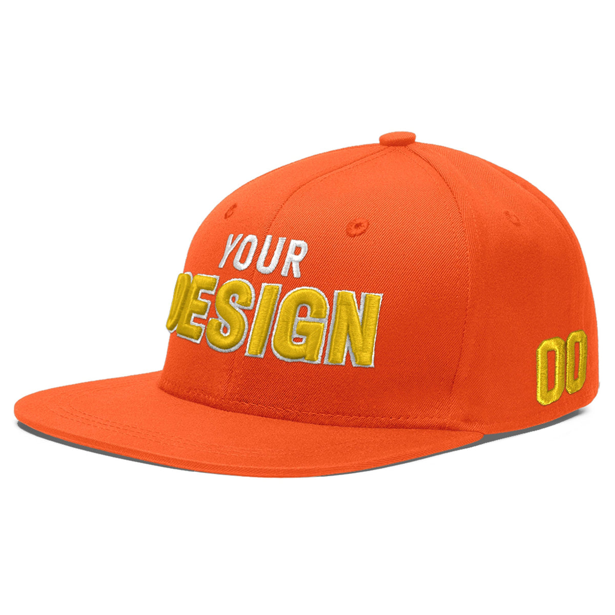 Custom Orange 3D Puff Embroidery Flat Embroidery Casual Sport Baseball Cap