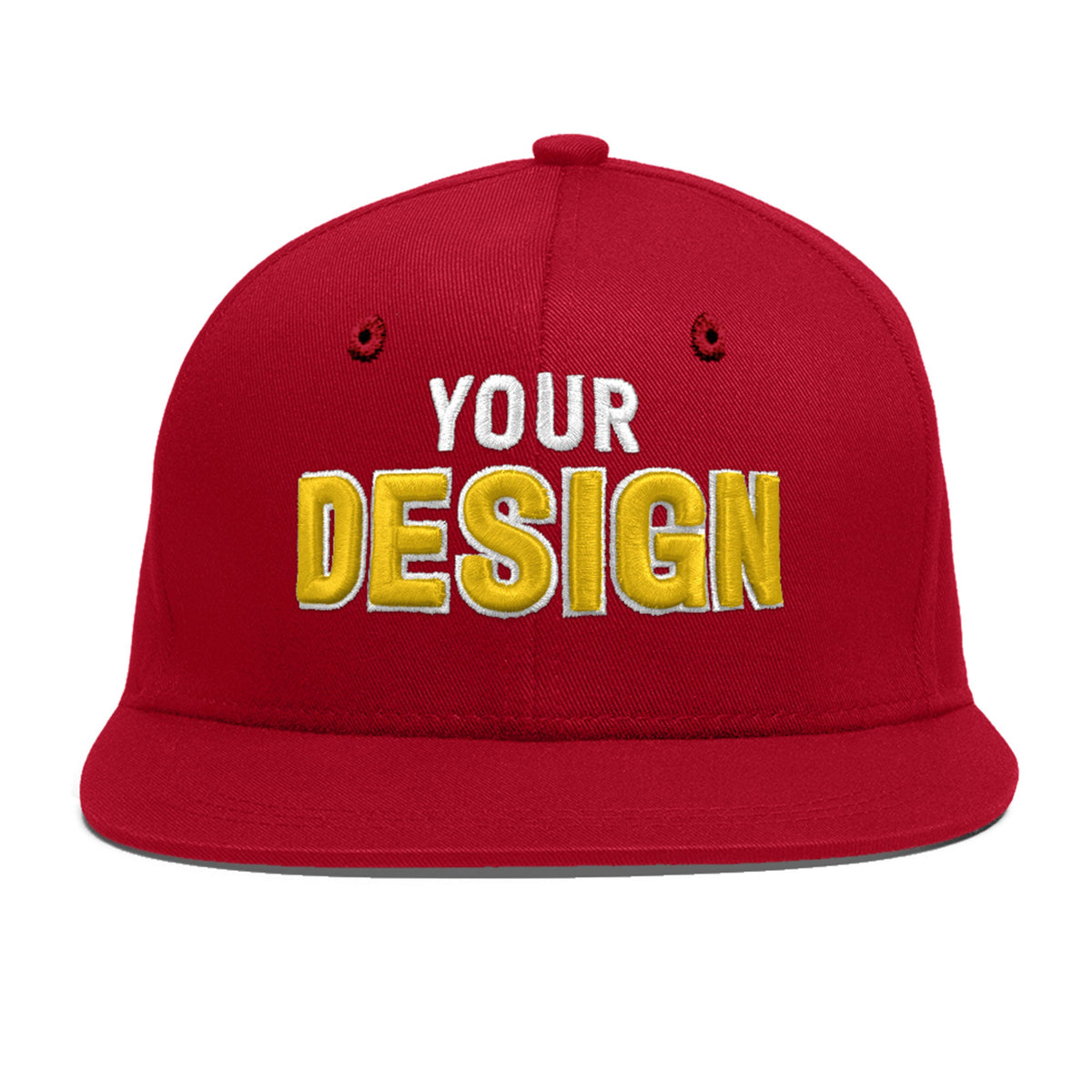 Custom Red 3D Puff Embroidery Flat Embroidery Casual Sport Baseball Cap