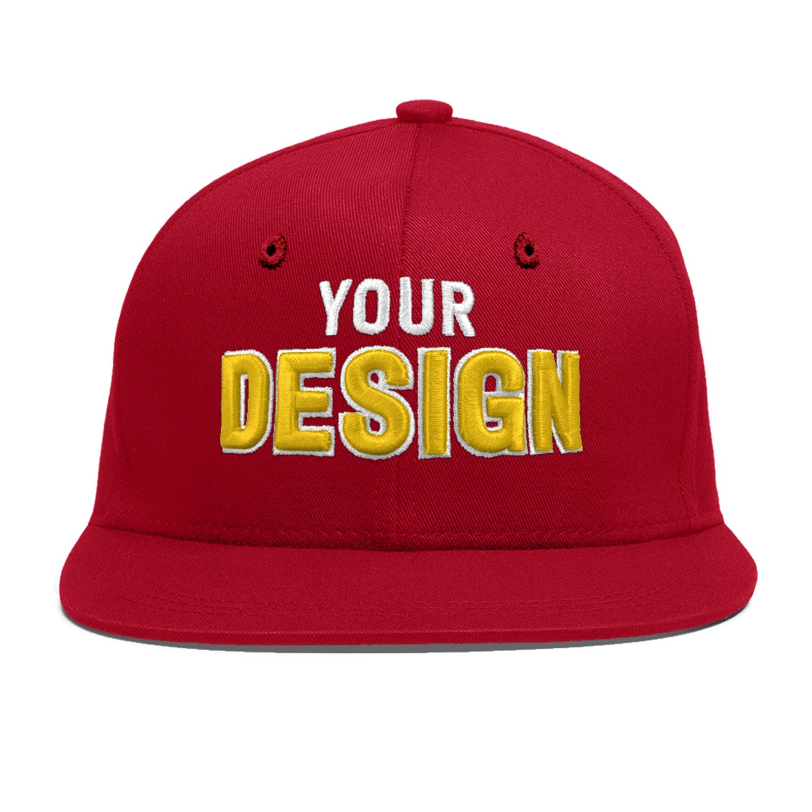 Custom Red 3D Puff Embroidery Flat Embroidery Casual Sport Baseball Cap