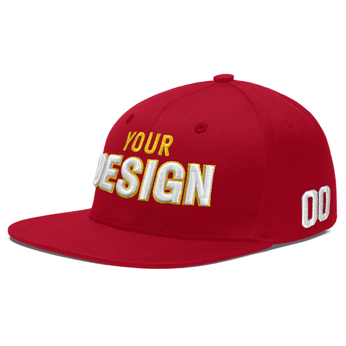 Custom Red 3D Puff Embroidery Flat Embroidery Casual Sport Baseball Cap
