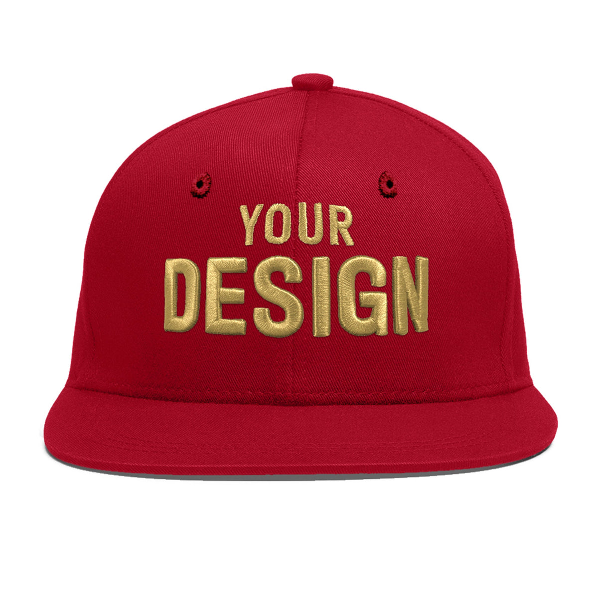 Custom Red 3D Puff Embroidery Flat Embroidery Casual Sport Baseball Cap